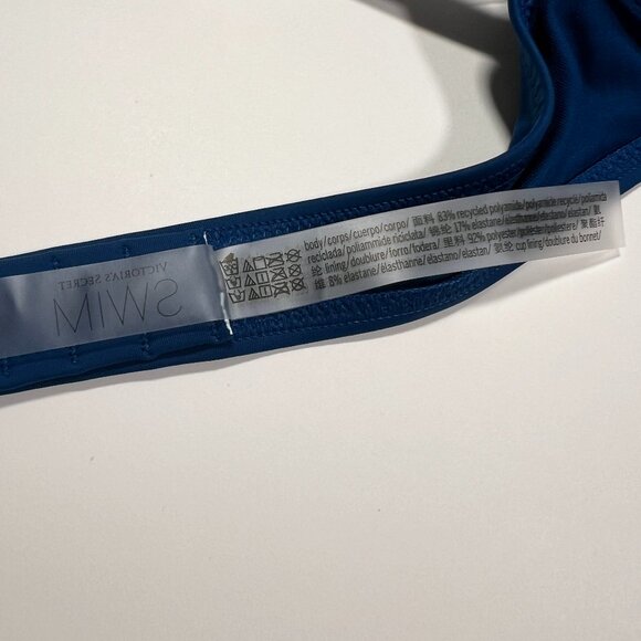 Victoria Secret 32C Bombshell Push Up Bikini Top Shine Add 2 Cups Sapphire Blue - Picture 10 of 10